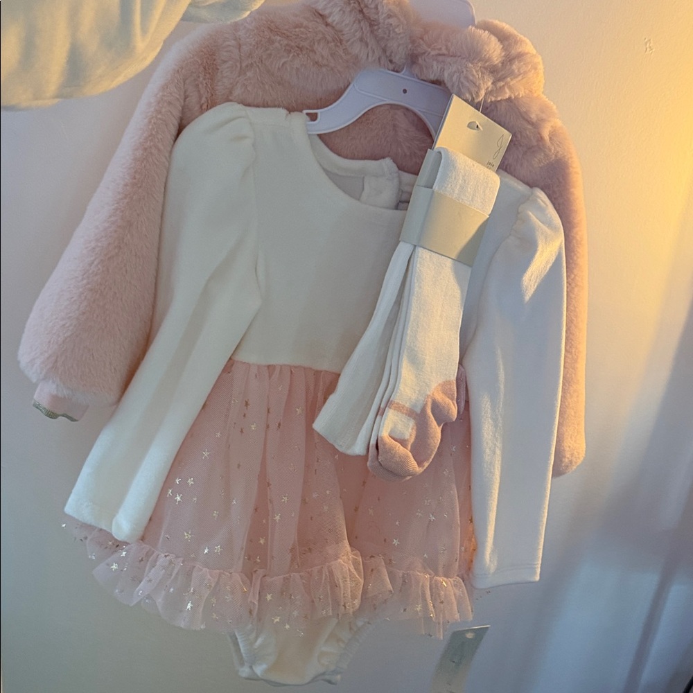 Joie Pink and White Baby Dress Set